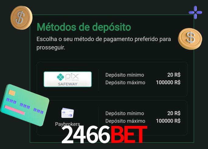 O cassino 2466Bet oferece uma grande variedade de métodos de pagamento